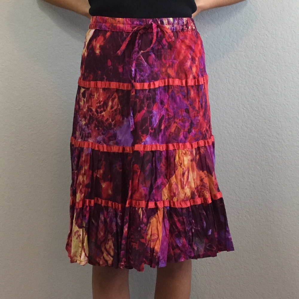 NWT Sacred Threads Pink Tie Dye Midi Skirt